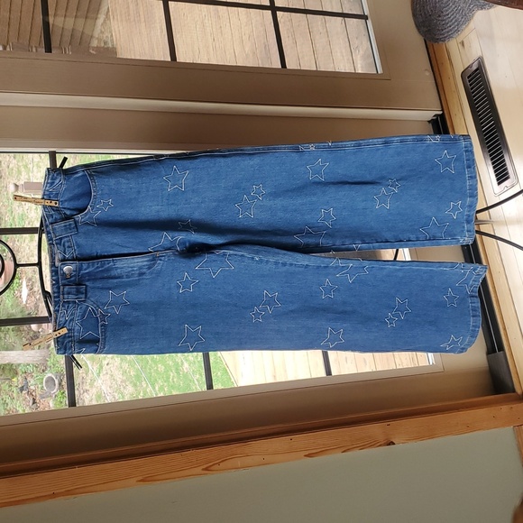 Stella Nova Cate Denim Stars Embroidered Sz. S Jeans NWT - Picture 2 of 12